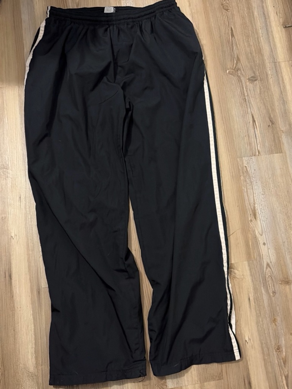 Champion Black Track Pants with White Side Stripe